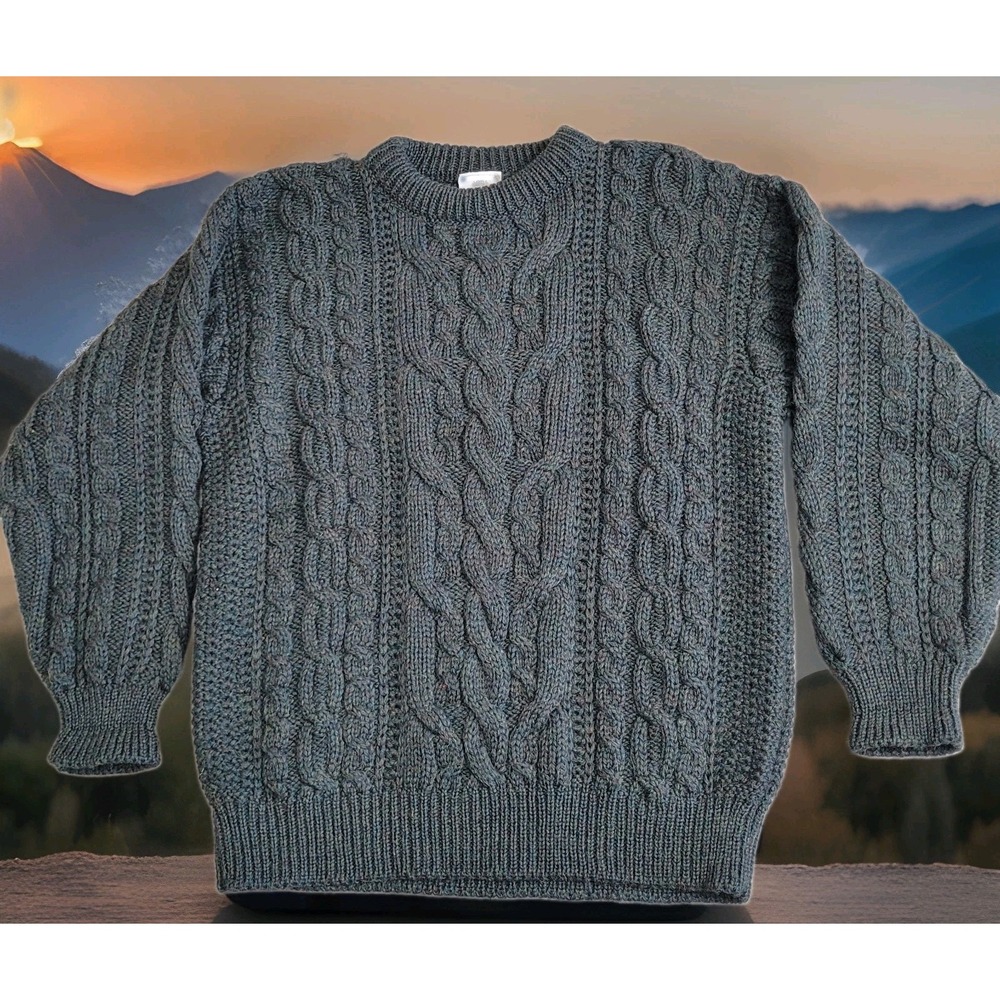 🐑VTG Bonner of Ireland Wool Sweater Mens L Heavy Aran Cable Fisherman Ireland